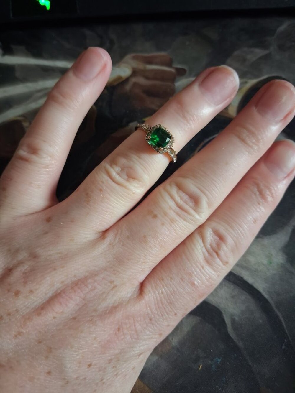Green stoned ring